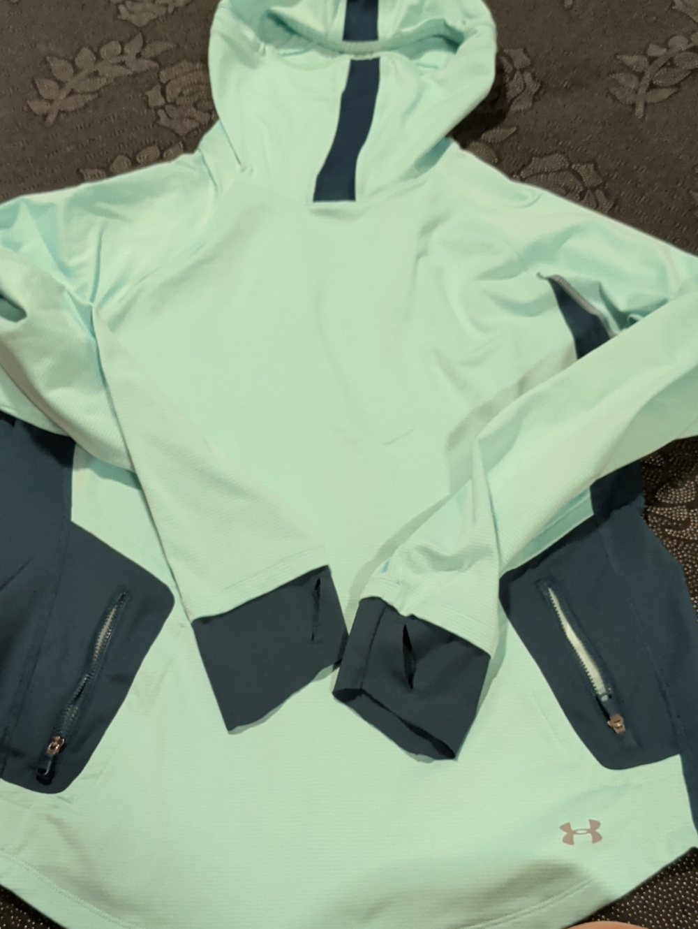 Under Armour Mint Green with Navy Accent Hooded Pullover